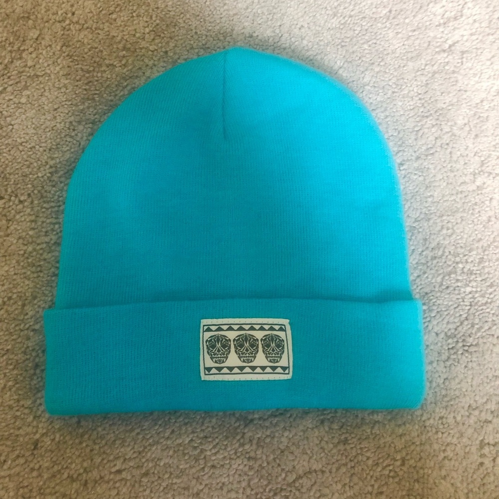 Turquoise Sugar Skull Beanie